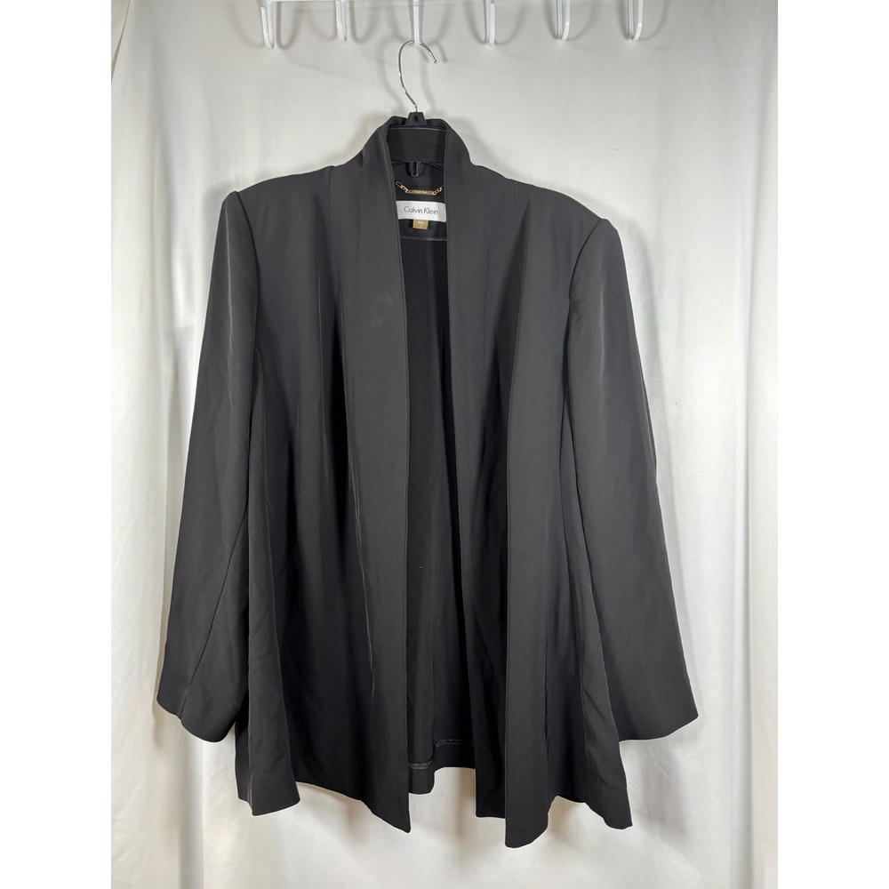 Calvin Klein Womens Black Open Front Shawl Collar Blazer Jacket Plus Size 1X